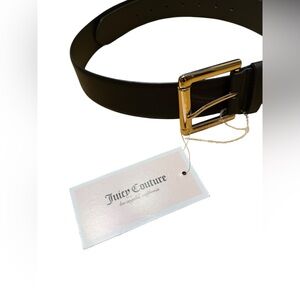 NWT - Juicy Couture Black Faux Leather Belt with Gold Hardware Size 2X